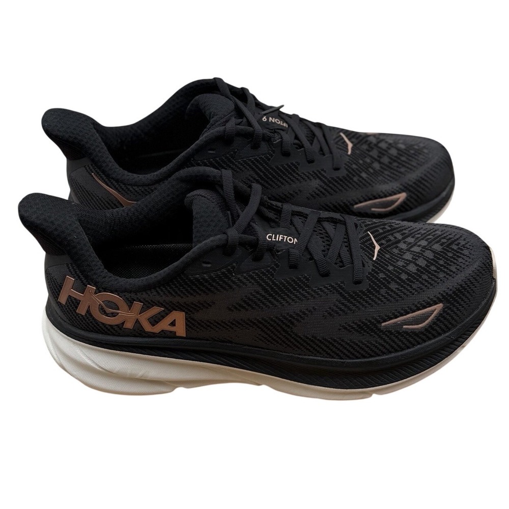 Hoka One‎ One Clifton 9 Women Running Shoes Black Size 10.5B Lightweight Cushion